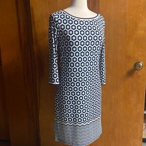 MAX STUDIO Tunic Geometric Blue and White Dress